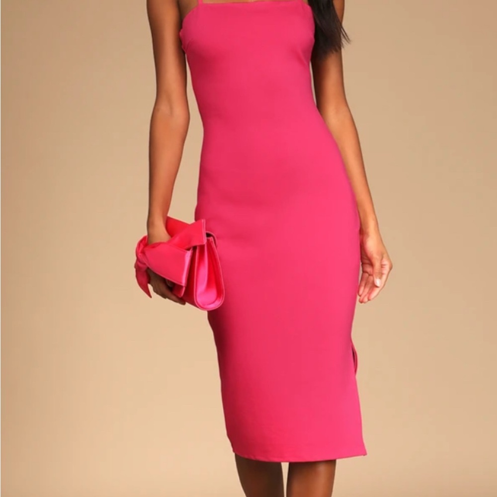 Lulu's Hot Pink Midi Dress